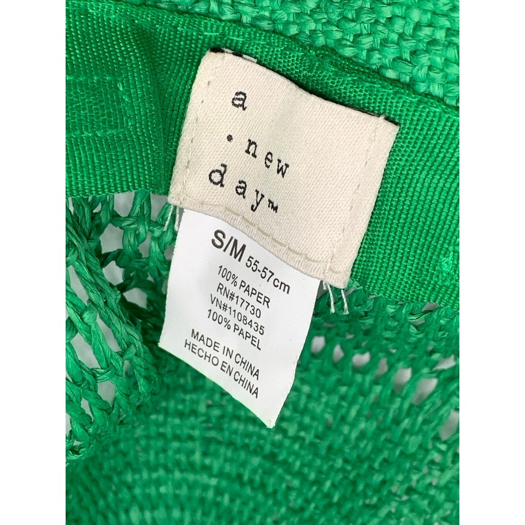 A NEW DAY Women's Green Woven Sun Hat SZ S/M