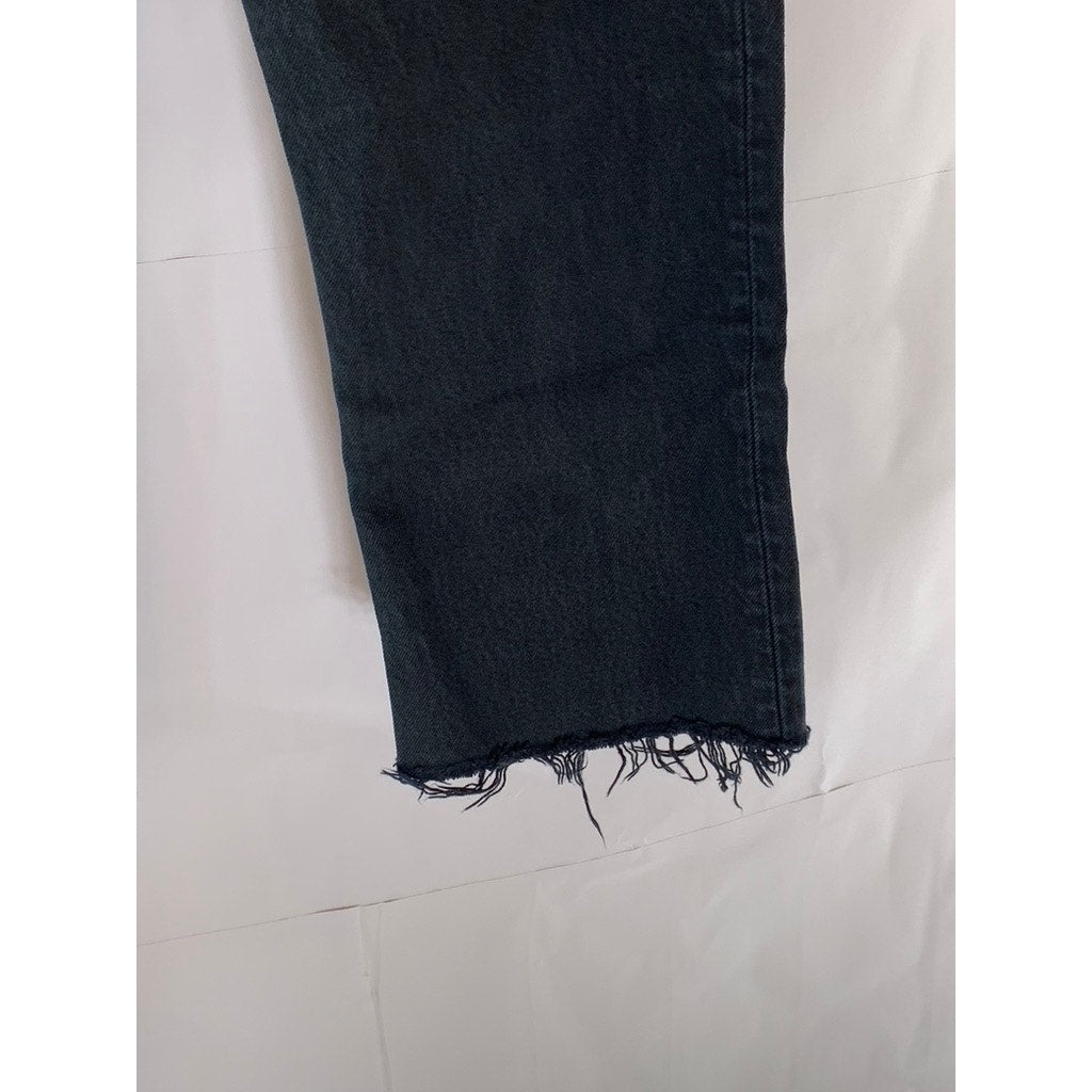 LEVI'S Women's Vintage Black Solid 501 Frayed Hem Straight-Leg Jean SZ 30X32