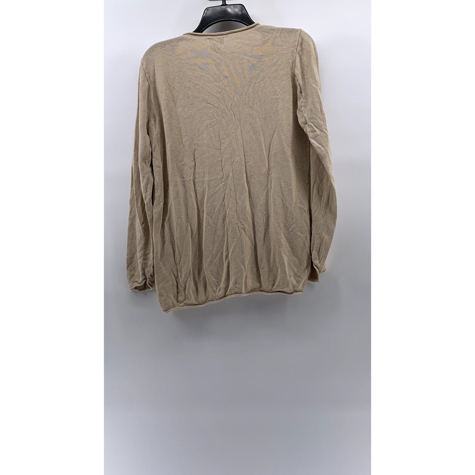 J.CREW Women's Tan V-Neck Linen-Blend Long Sleeve Casual Top SZ M