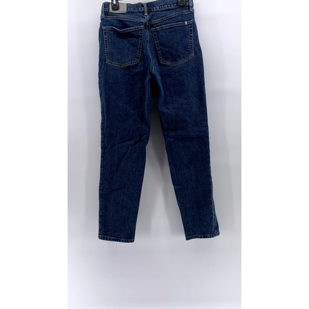 EVERLANE Women's Dark Blue High-Rise Straight-Leg The Original Cheeky Jean SZ 28