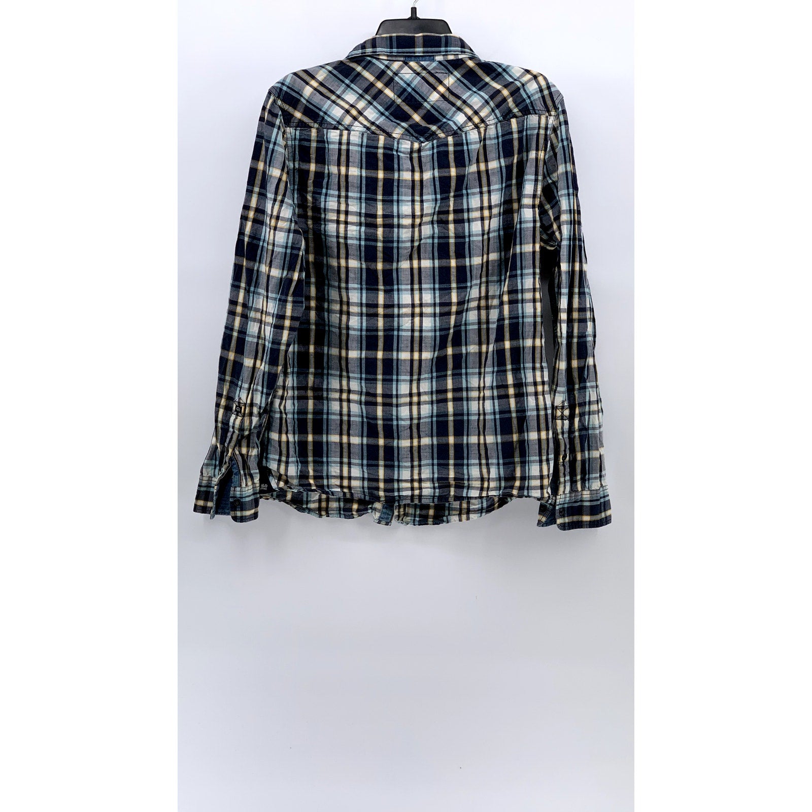 BUFFALO DAVID BITTON Men's Blue Plaid Button-Up Long Sleeve Cotton Shirt SZ M