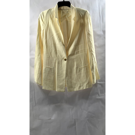 UNBRANDED Women's Beige Single-Button Long Sleeve Notch Lapel Blazer SZ S