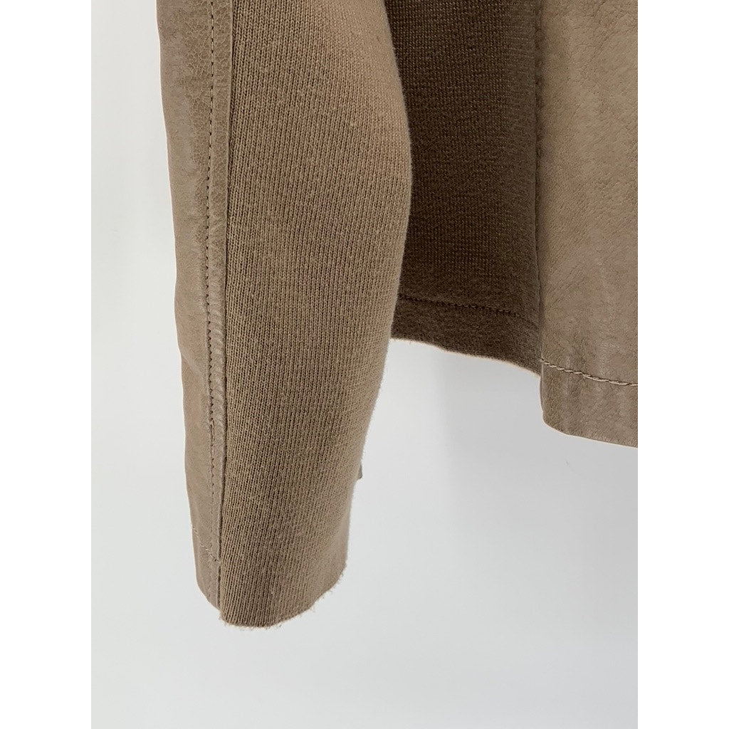 MO-KA By Santa Fe Apparel Women's Tan Faux-Leather Zip UP Jacket SZ 2XL