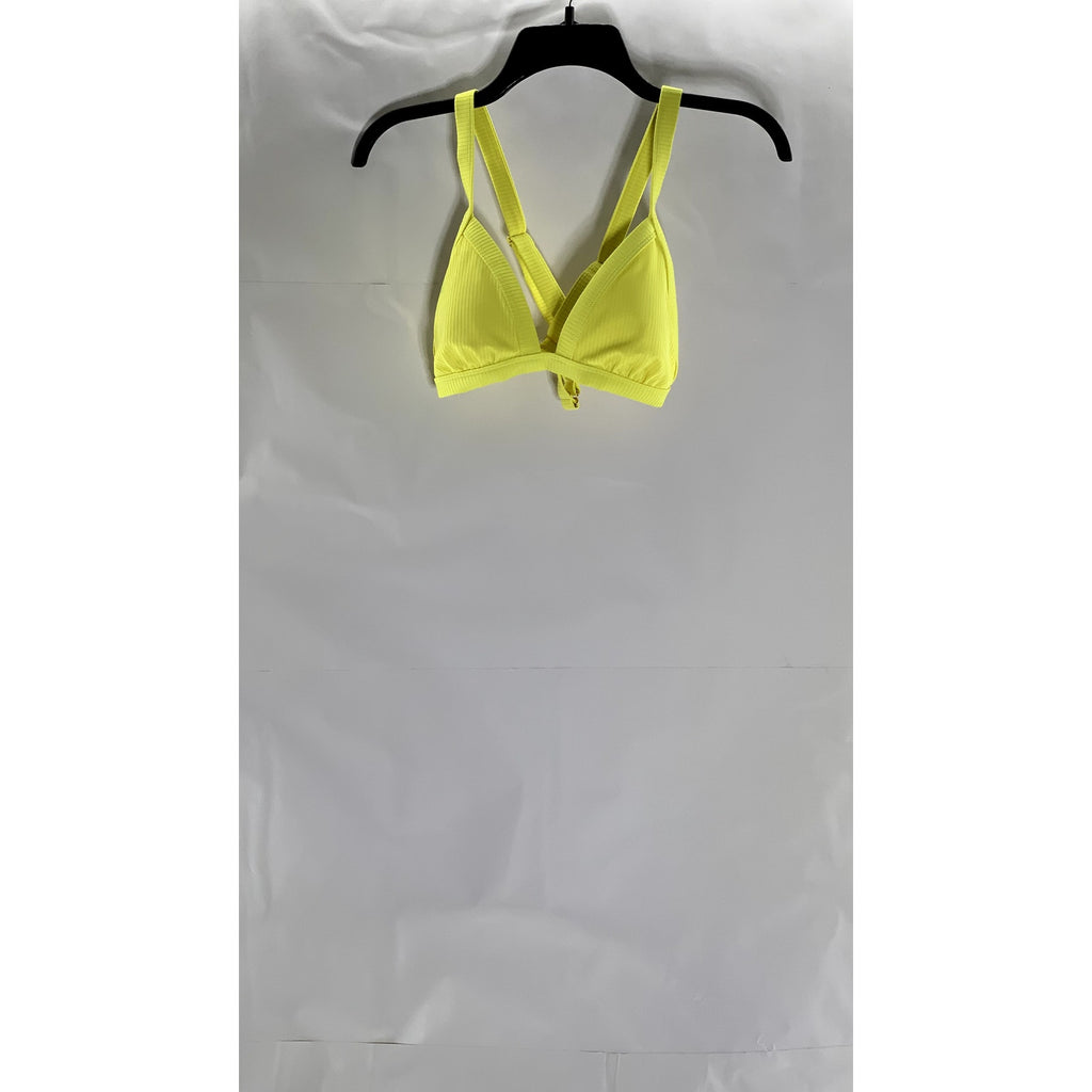 XHILARATION Women's Yellow Wide-Rib Cross-Back Cheeky Bikini Set SZ M