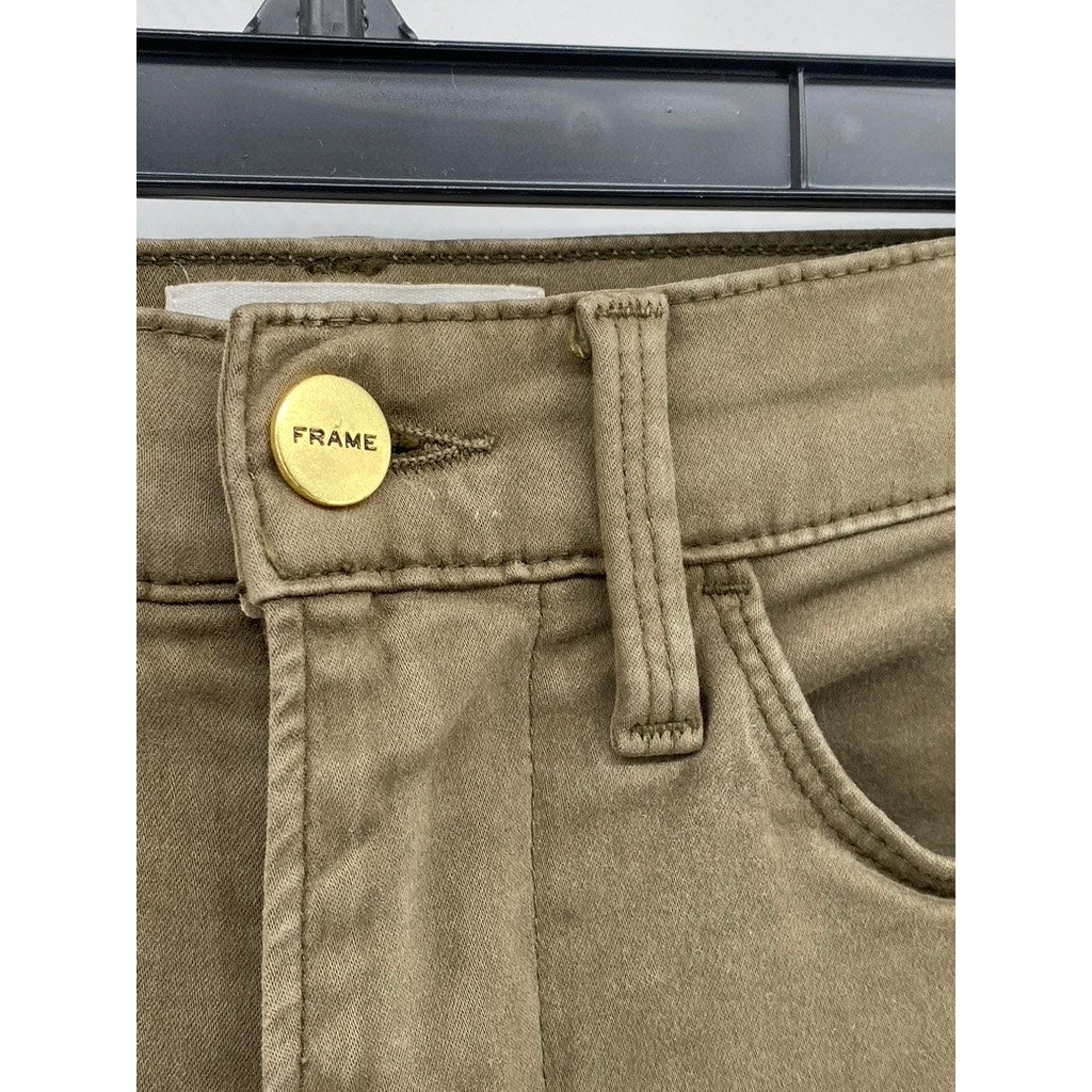 FRAME Women's Washed Army Green Le High Skinny Regular-Fit Jeans SZ 27