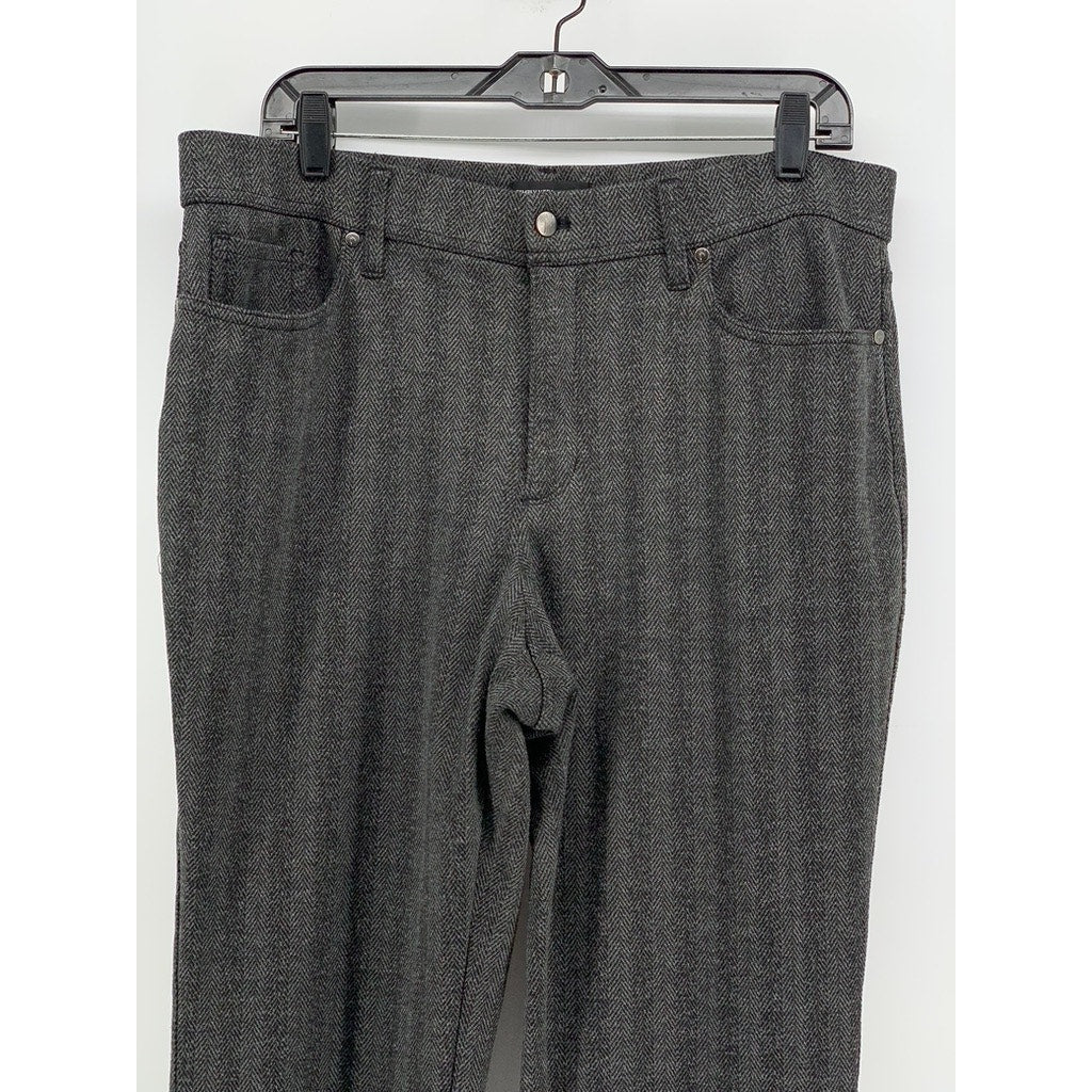 SIMPLY VERA VERA WANG Women's Gray Herringbone Straight Leg Pants SZ L