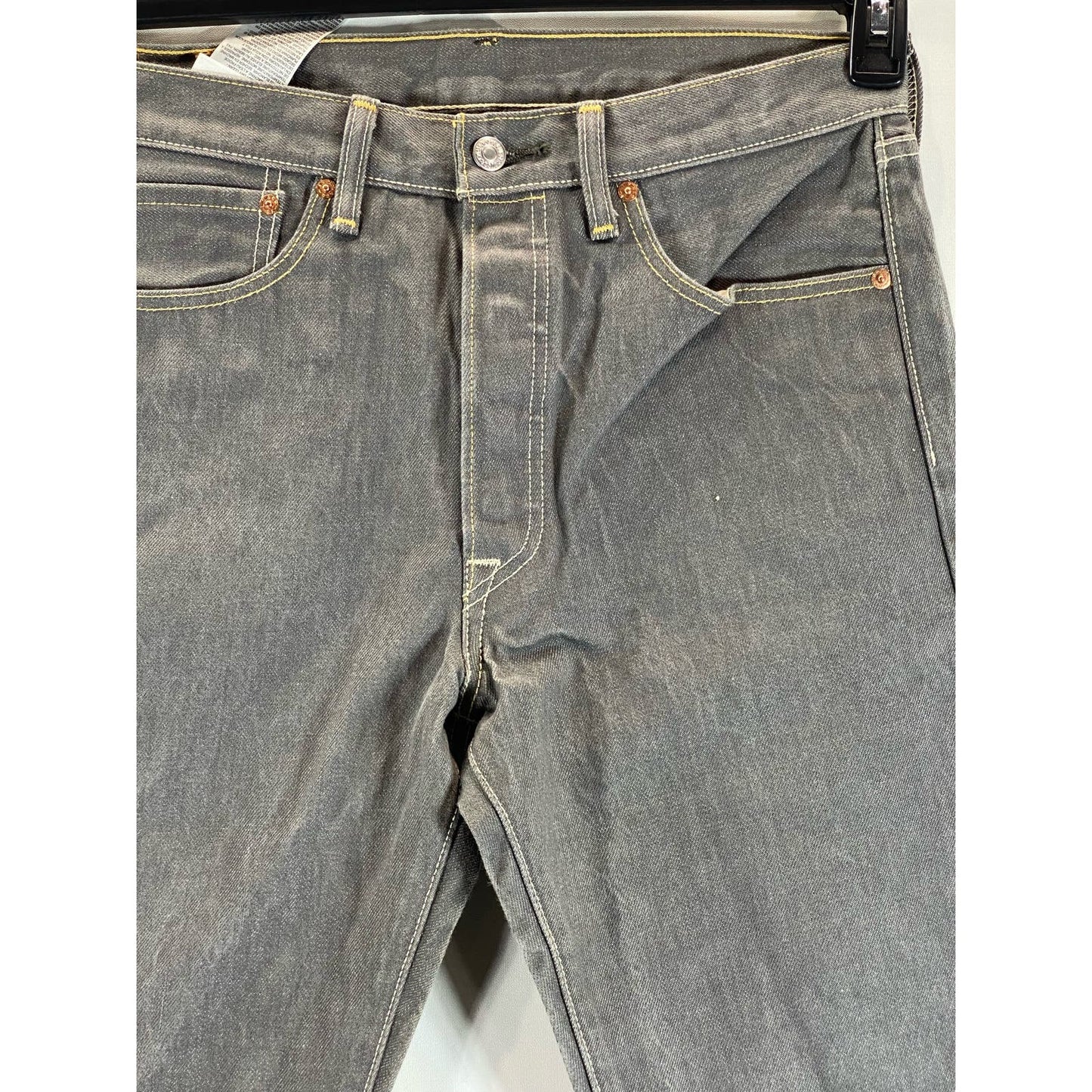 LEVI'S Men's Washed Black 501 Original fit Straight Leg Denim Jeans SZ 32X32