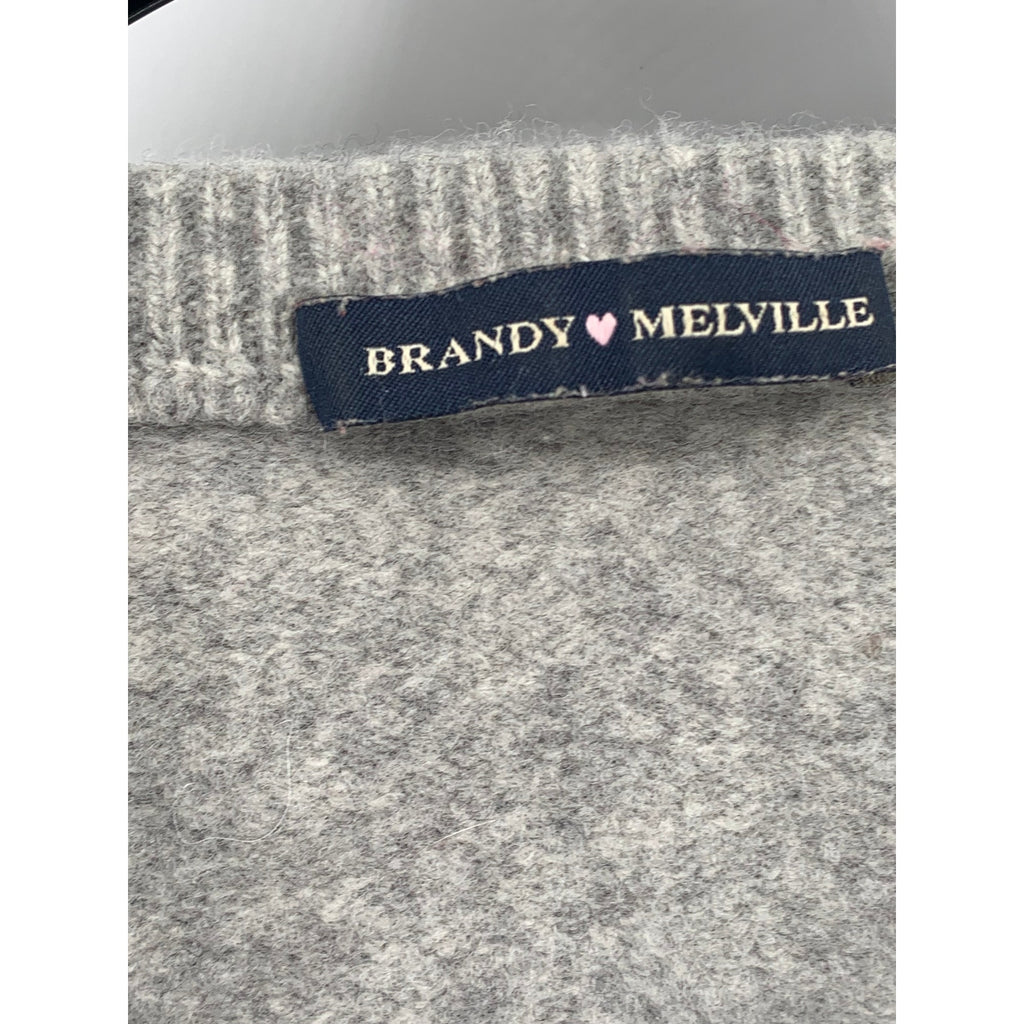BRANDY MELVILLE Women's Heather Gray Wool V-Neck Long Sleeve Sweater SZ OS