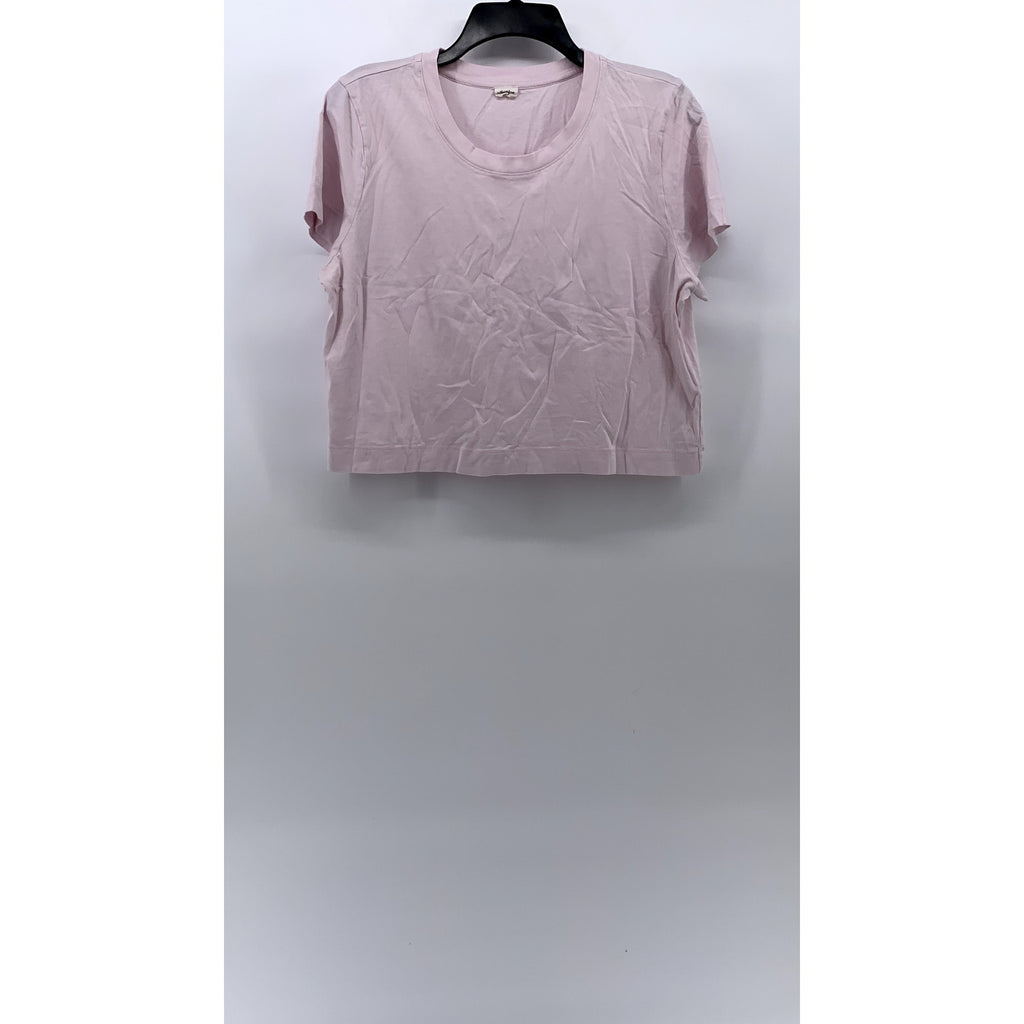 WILFRED FREE Women's Light Pink Solid Crewneck Short Sleeve Cropped Top SZ L