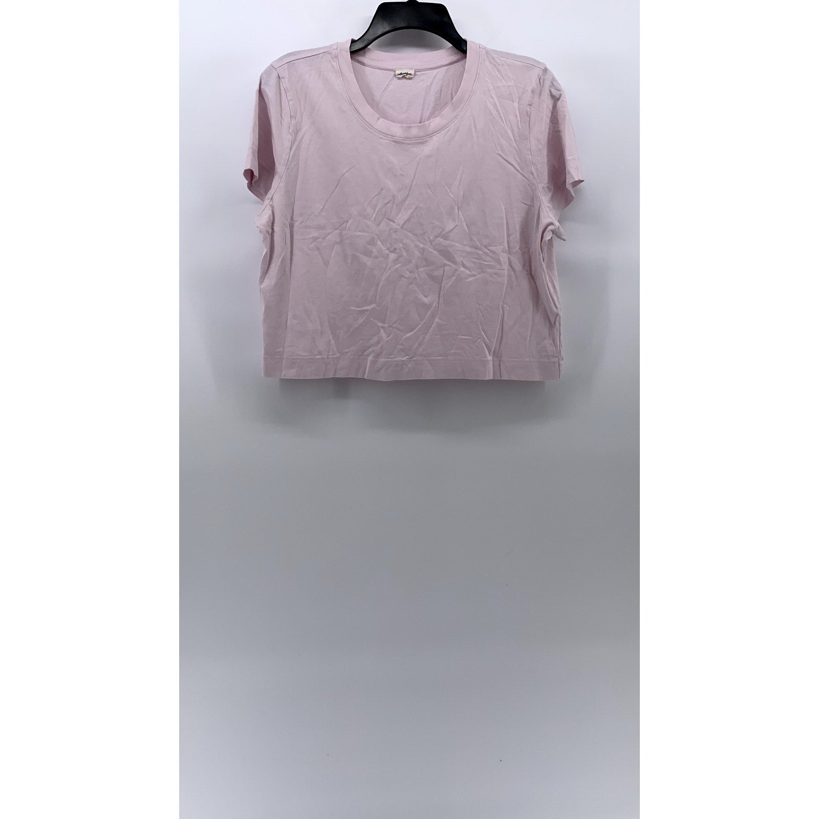 WILFRED FREE Women's Light Pink Solid Crewneck Short Sleeve Cropped Top SZ L