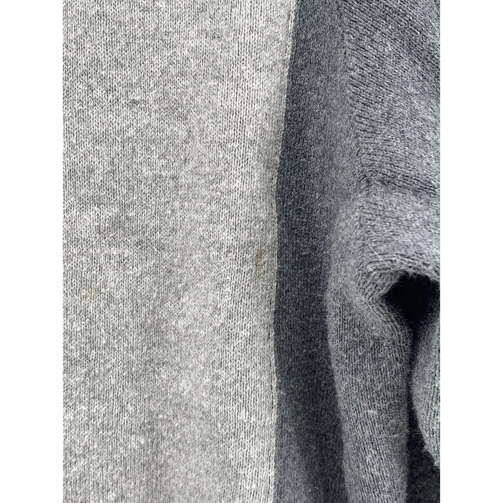 RACHEL ZOE Women's Dark-Light Gray Coloblock Knit Zip-Up Hooded Sweater SZ L