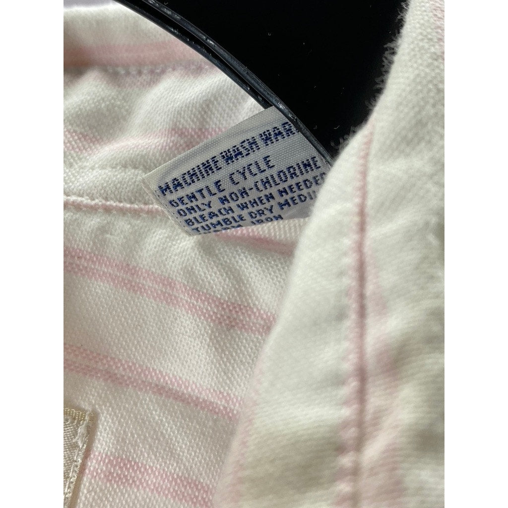 DANA ALEXANDER Women’s Vintage White-Pink Striped Button-Up Regular-Fit Top SZ 8