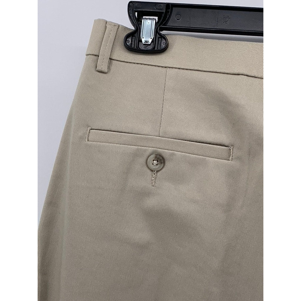 HAGGAR Men's Tan Straight-Fit Flat Front Pants SZ 34X29