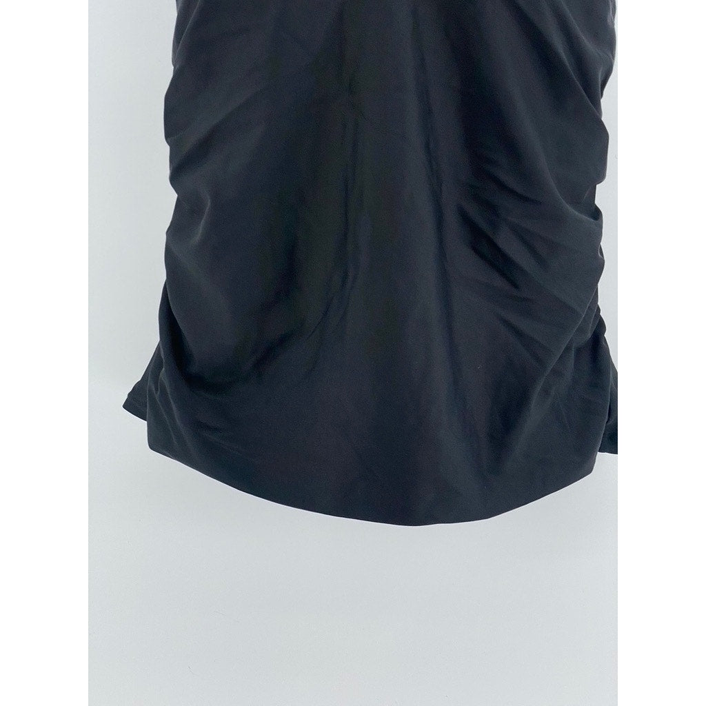 UNBRANDED Women's Black Open-Back Side-Ruched Halter Top SZ L