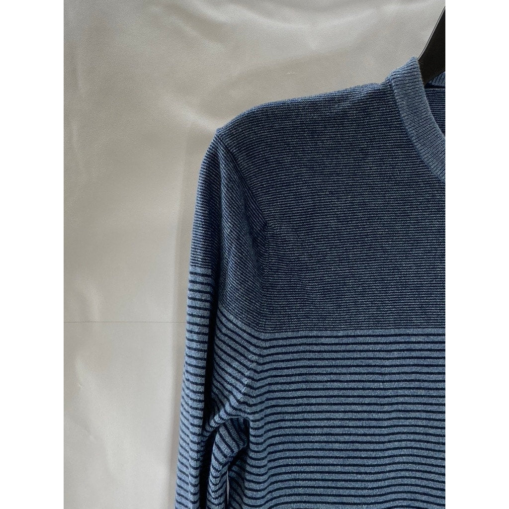 BANANA REPUBLIC Men's Blue Striped Silk-Cotton-Cashmere Crewneck Sweater SZ M