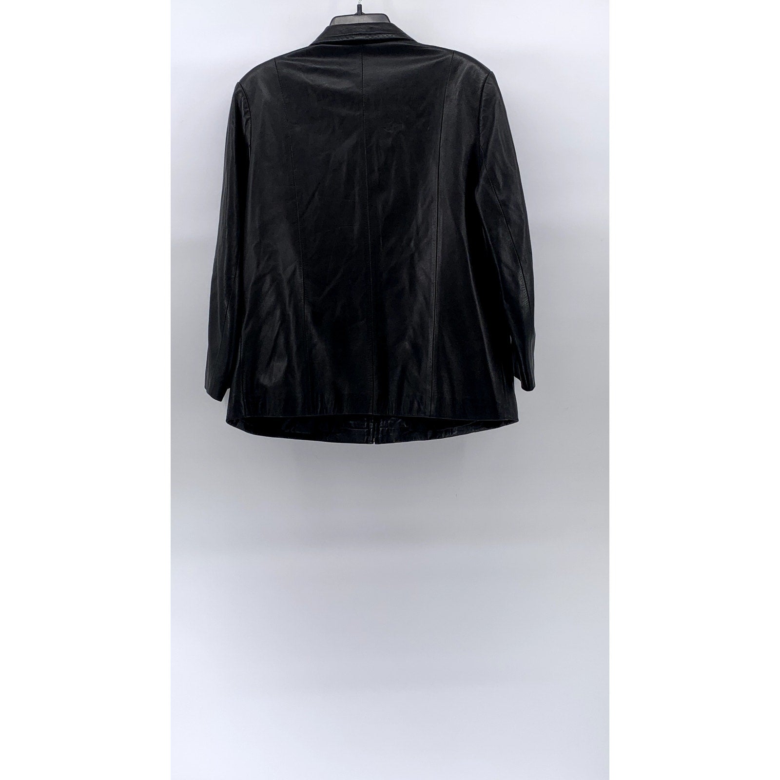 JUNE BASS Women's Black Leather Notch-Collar Zip-Up Jacket SZ M