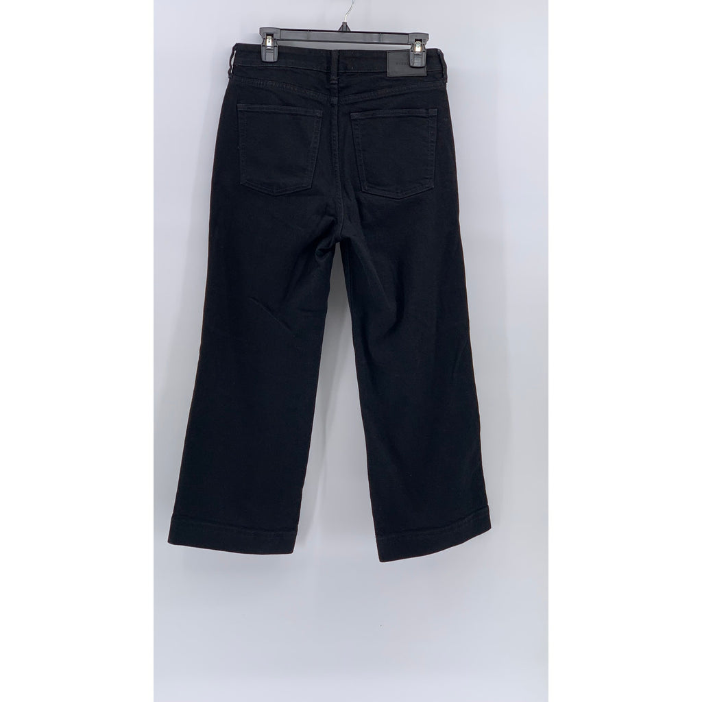 EVERLANE Women's Black Solid Denim Button-Fly The Wide Leg Ankle Jeans SZ 29