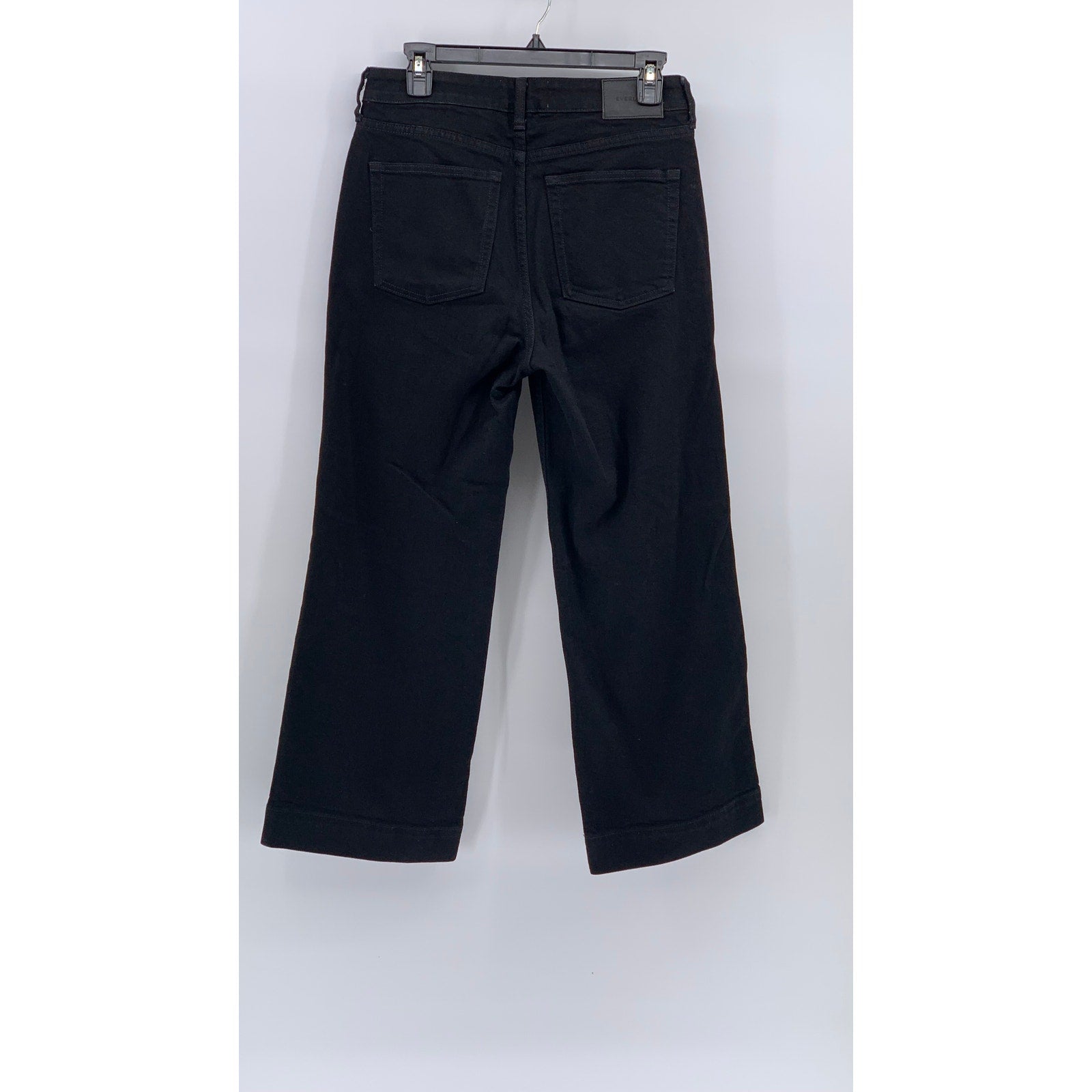 EVERLANE Women's Black Solid Denim Button-Fly The Wide Leg Ankle Jeans SZ 29