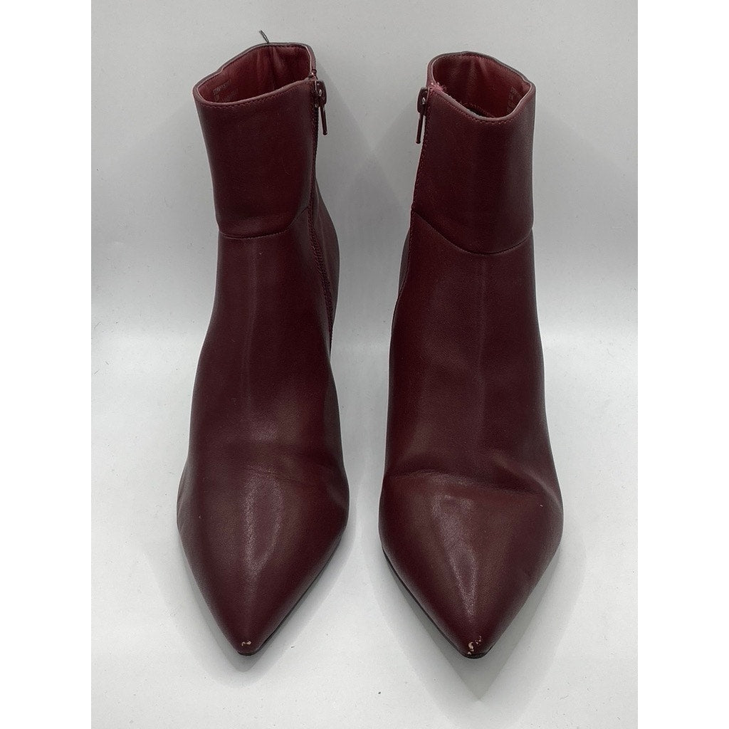 MADDEN GIRL Women's Burgundy Faux-Leather Stormyy Pointed-Toe Ankle Boots SZ 9.5