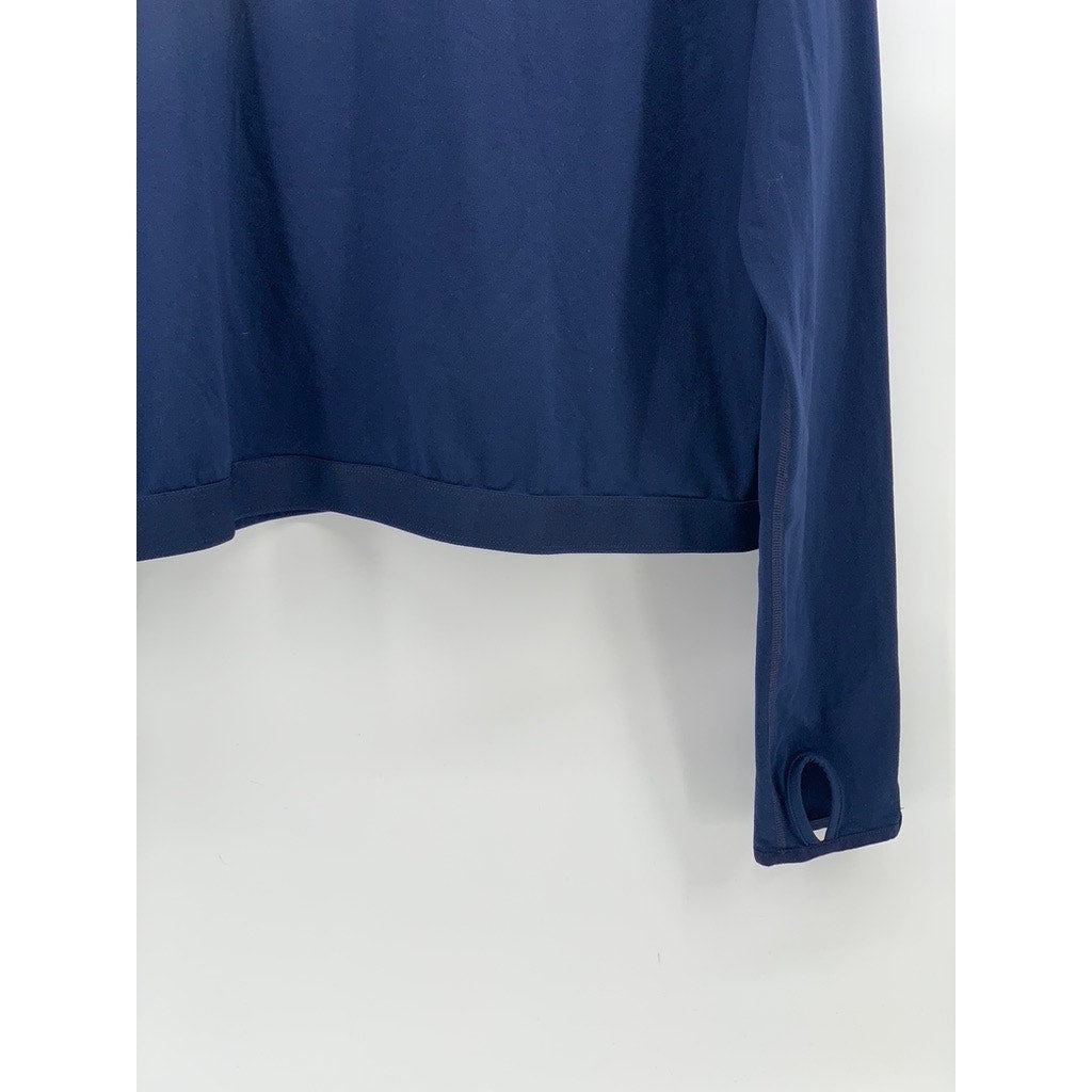 NEW BALANCE Women's Navy Crewneck Long Sleeve Thumbhole Cutout Active Top SZ XL