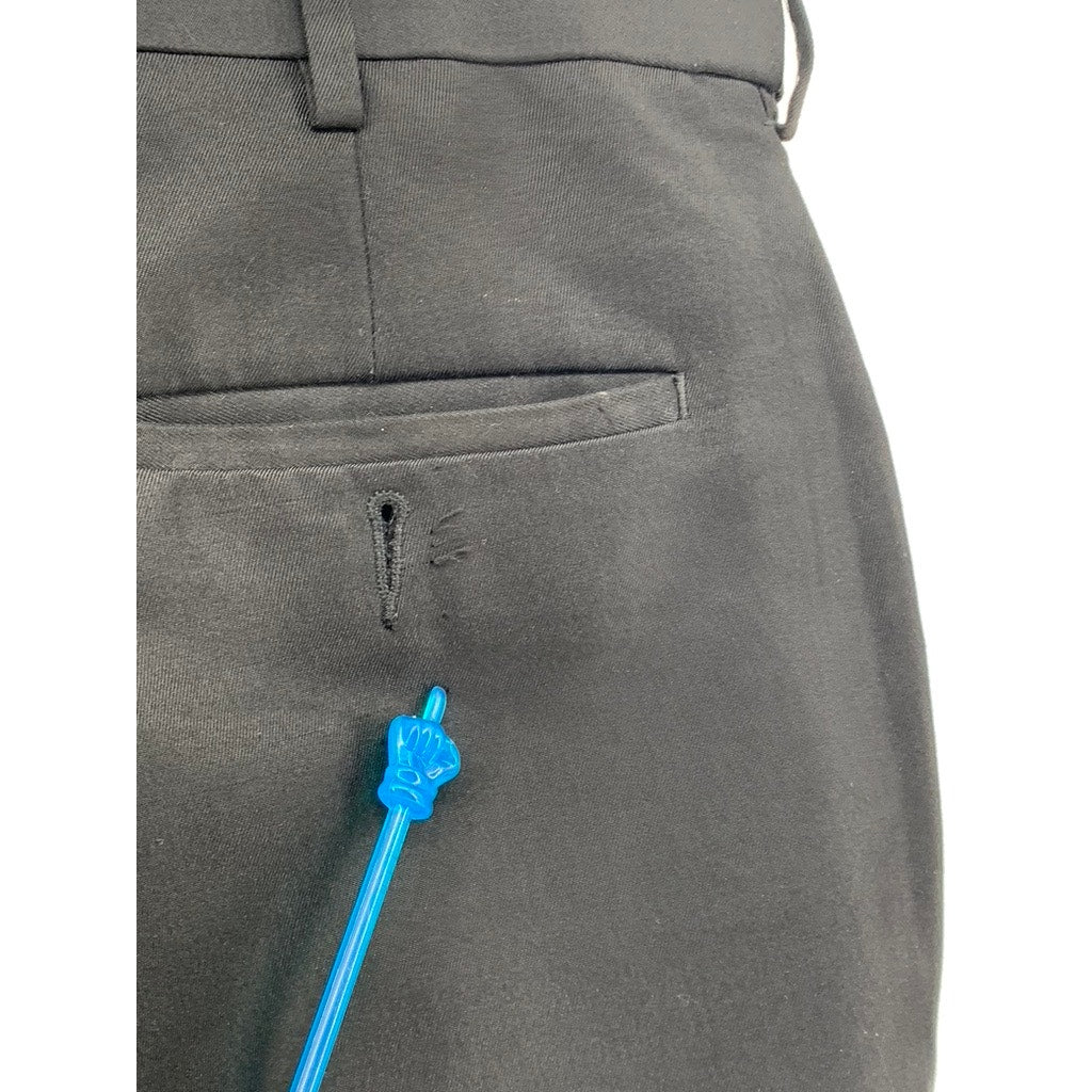 SAVANE Men's Black Solid Straight Flat Front Pants SZ 34X30