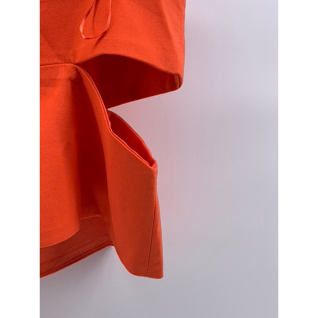 ZARA Women's Orange Cutout Spaghetti Strap Straight-Neck Crop Top SZ L