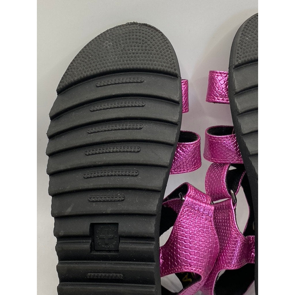 DR. MARTEN’S Women’s Pink Snake Embossed Klaire J Leather Sandals SZ 7