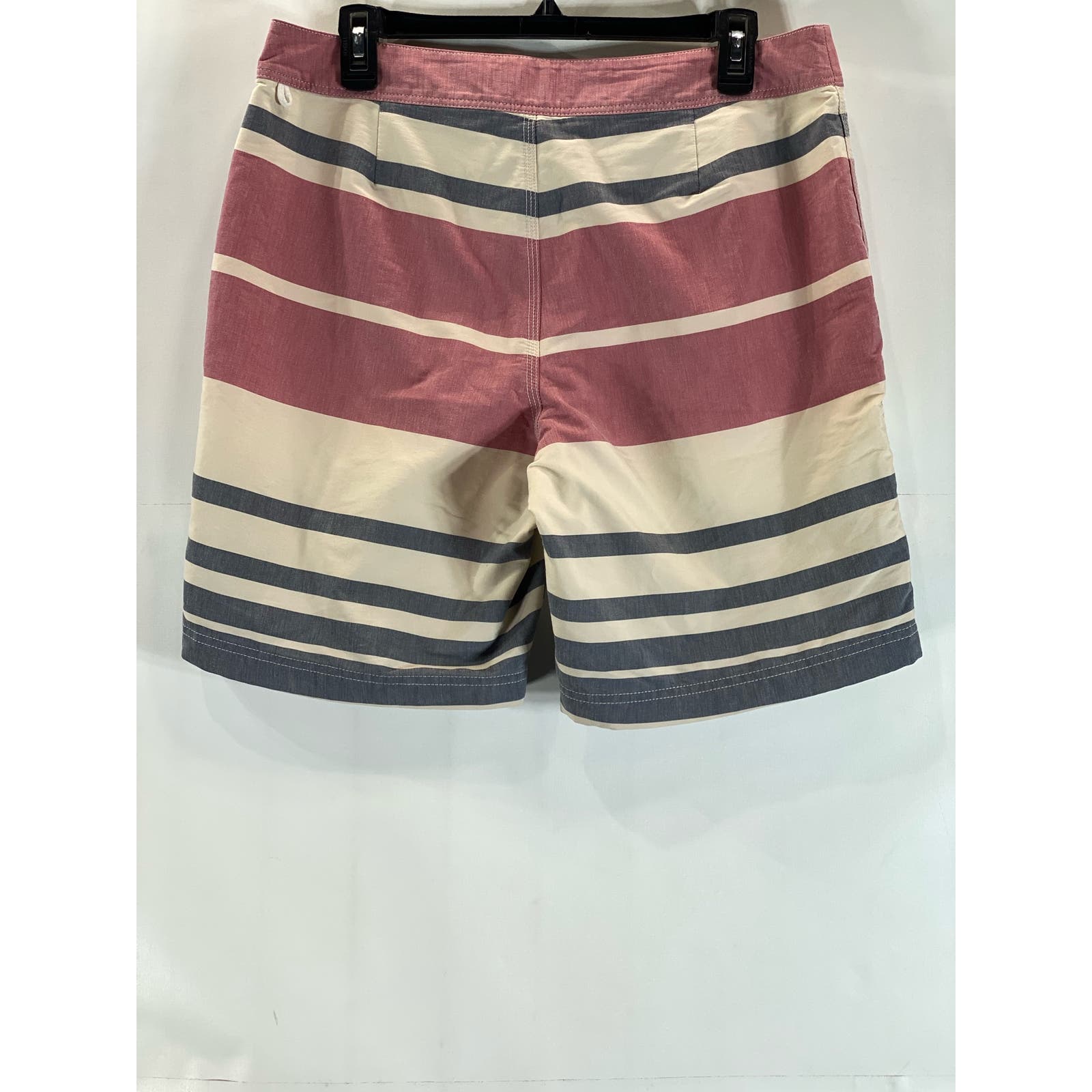 J.CREW Men's Pink/Cream/Navy Flex Drawstring Pull-On Swim Trunks SZ 32