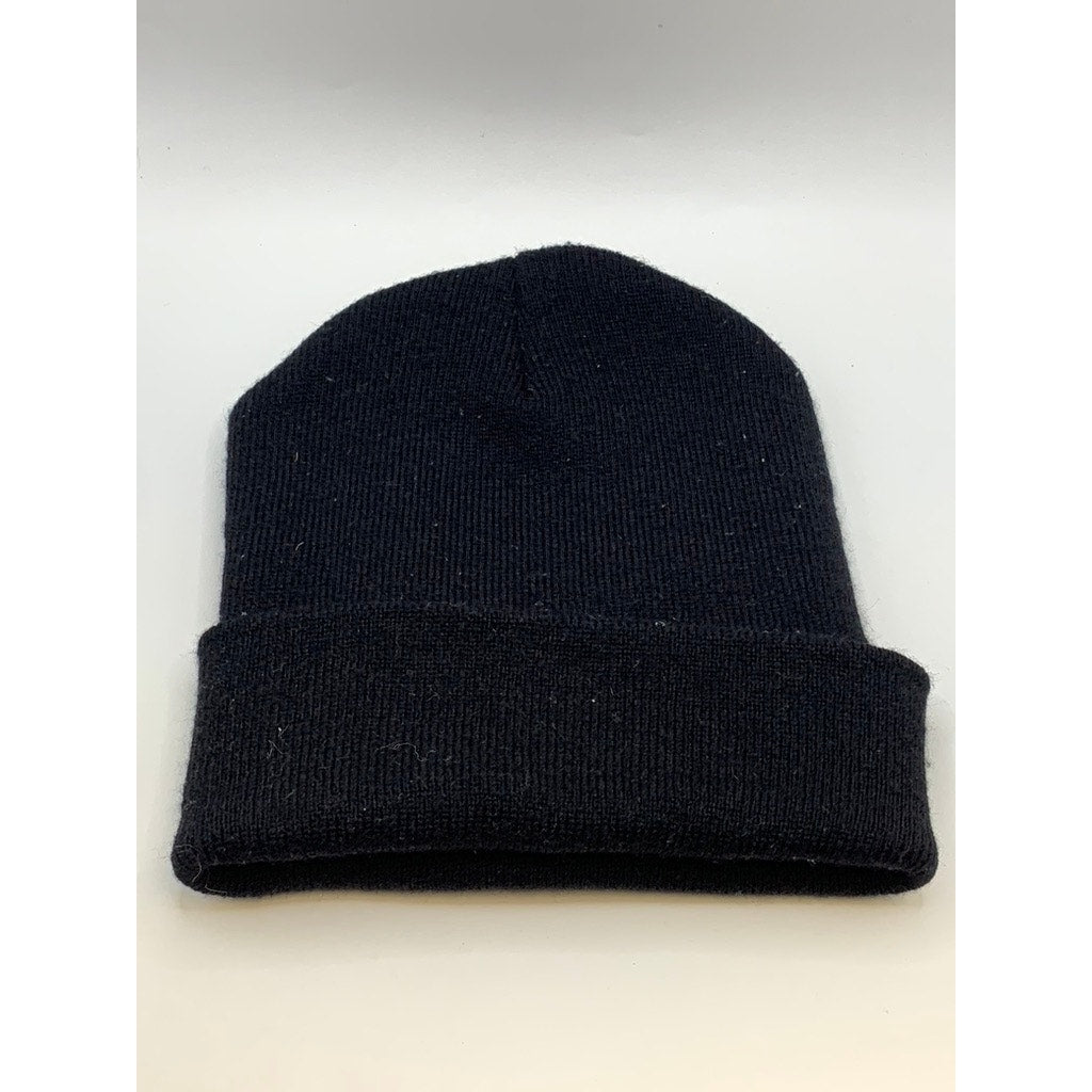 UNBRANDED Men's Black Knit Patch Logo Cuffed Beanie SZ OS