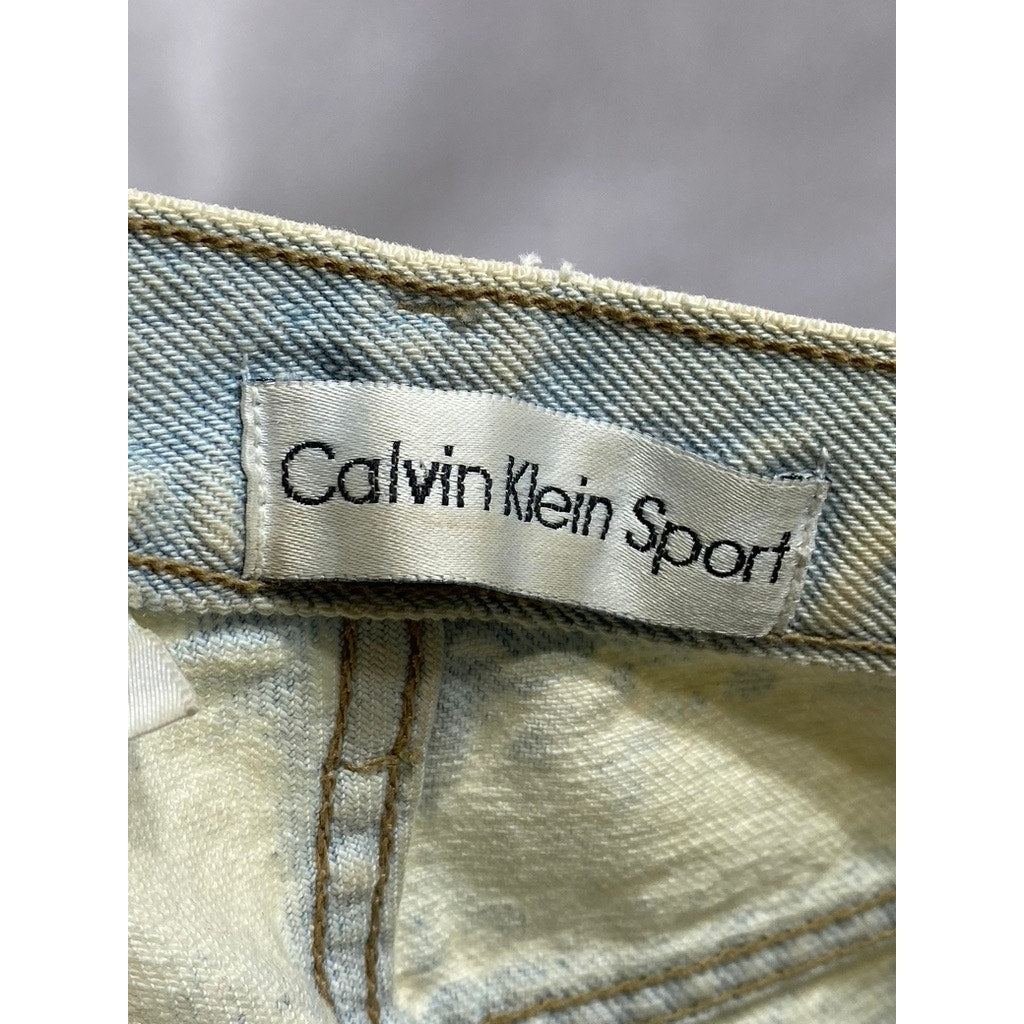 CALVIN KLEIN SPORT Women's Light Blue Distressed Skinny-Leg Denim Jean SZ 4