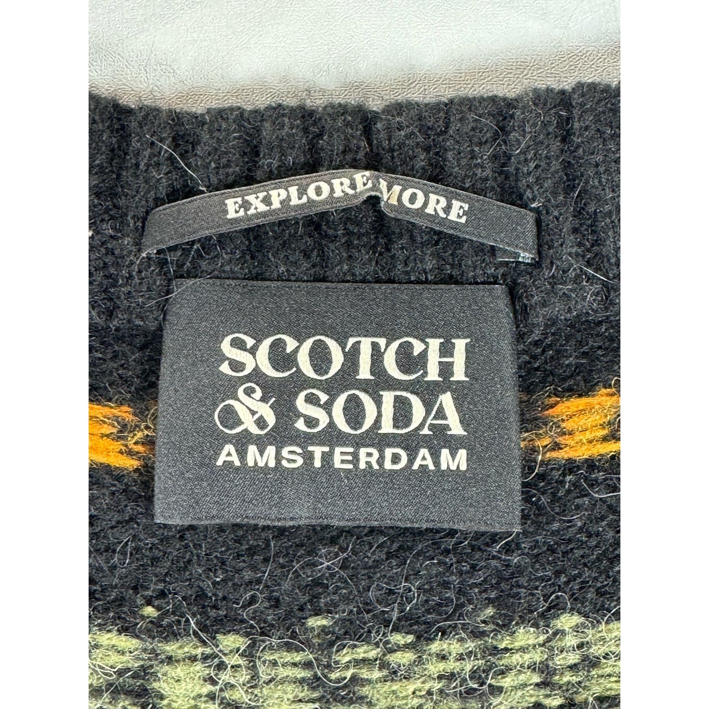 SCOTCH & SODA Women's Black Relaxed-Fit Fair Isle Knit V-Neck Sweater Vest SZ L