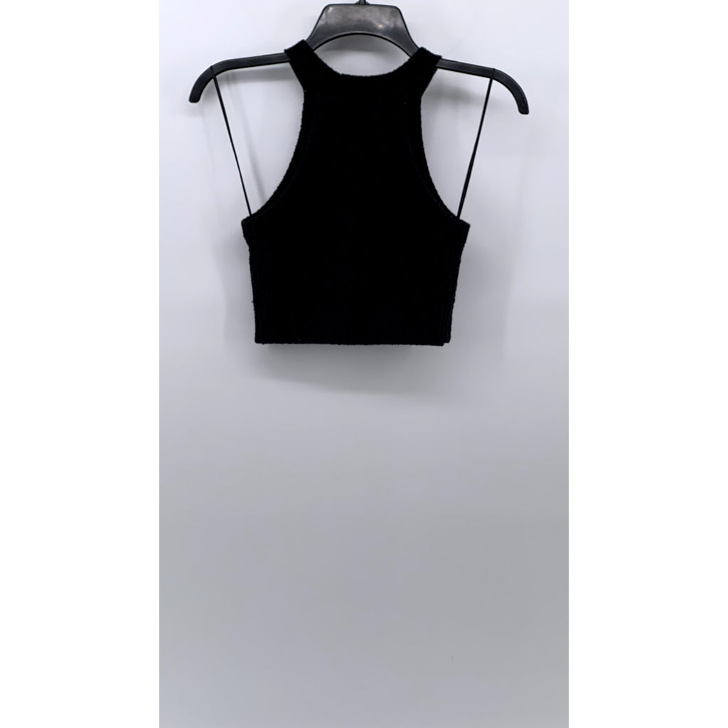 DIVIVDED BY H&M Women's Black Rib Knit Halter Cropped Tank Top SZ XS