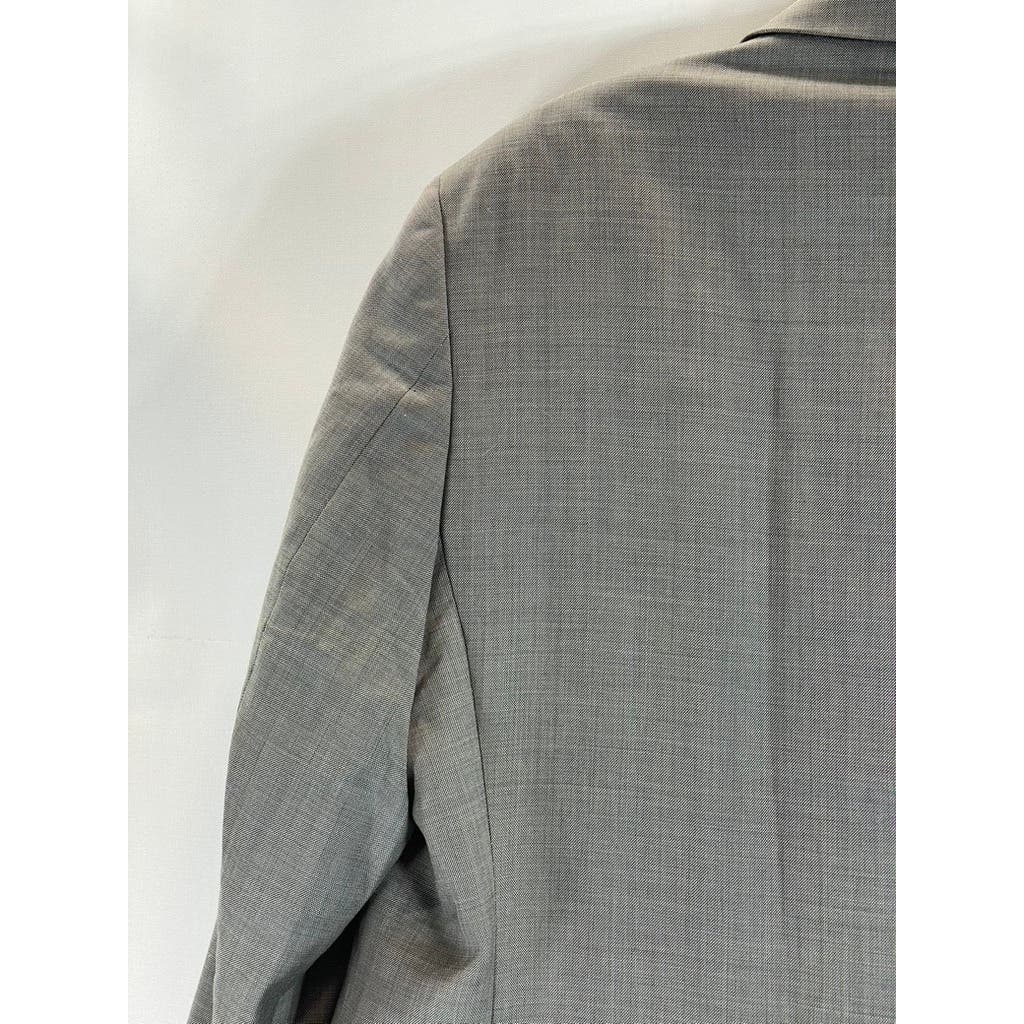 TOMMY HILFIGER Men's Grey Sharkskin Modern-Fit Wool Two-Button Suit Jacket SZ44R
