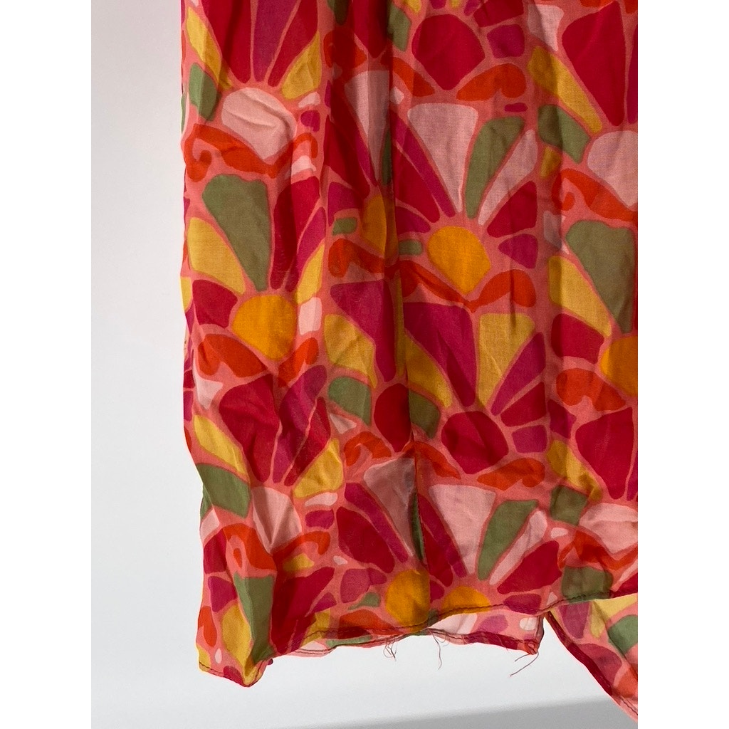 ZARA Women's Orange-Pink Floral V-Neck Cutout Back Maxi Dress SZ S