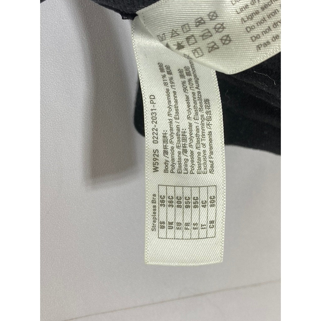 DELMIRA Women's Black Strapless Minimizer Seamless Bandeau Unlined Bra SZ 36C