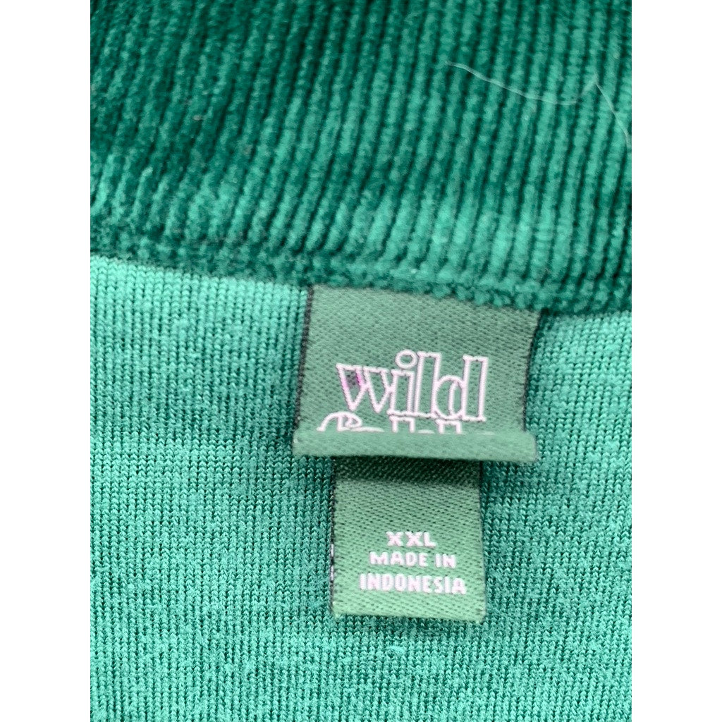 WILD FABLE Women's Green Velour Quarter-Zip Sweatshirt SZ XXL