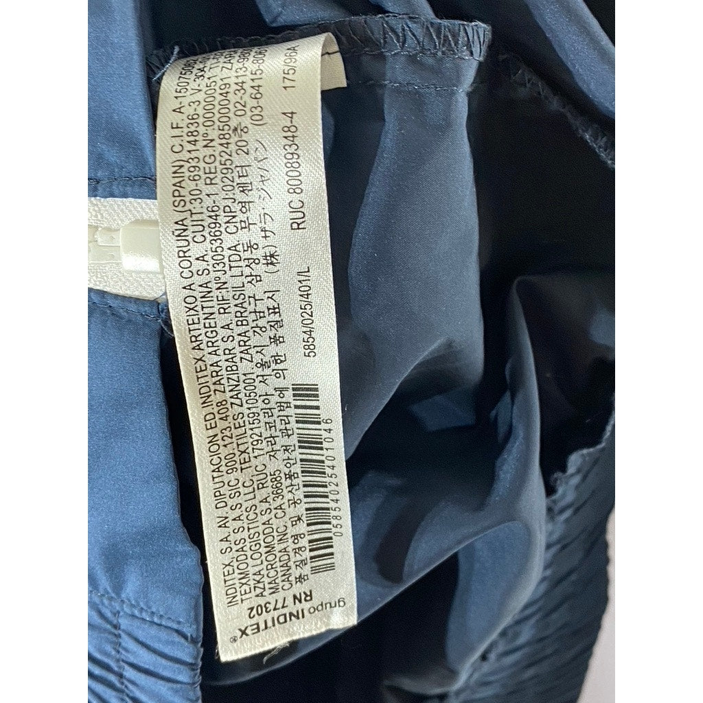 ZARA Men's White/Navy California Logo Hooded Zip-Up Windbreaker Jacket SZ L