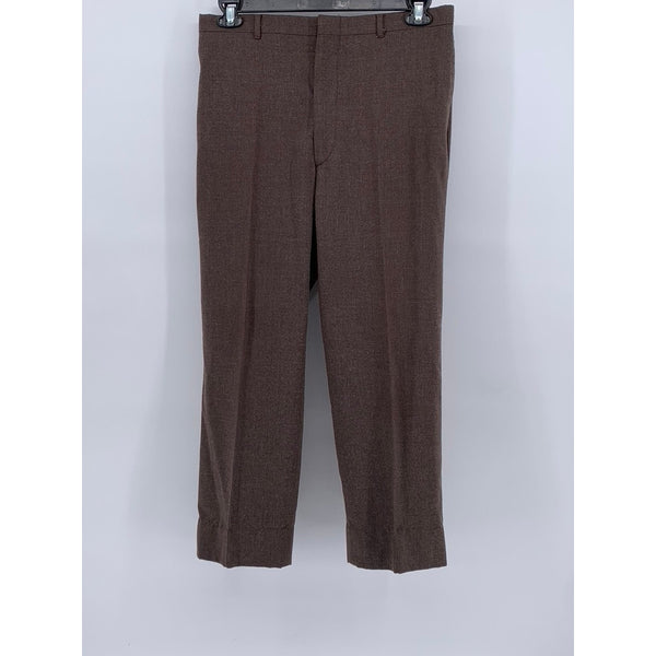 UNBRANDED Men's Brown Vintage Straight-Leg Dress Pants SZ 34