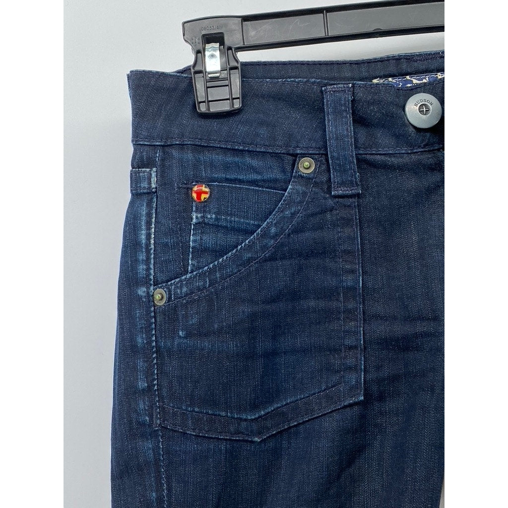 HUDSON Women’s Vintage Dark Blue Five-Pocket Regular-Fit Bermuda Shorts SZ 24