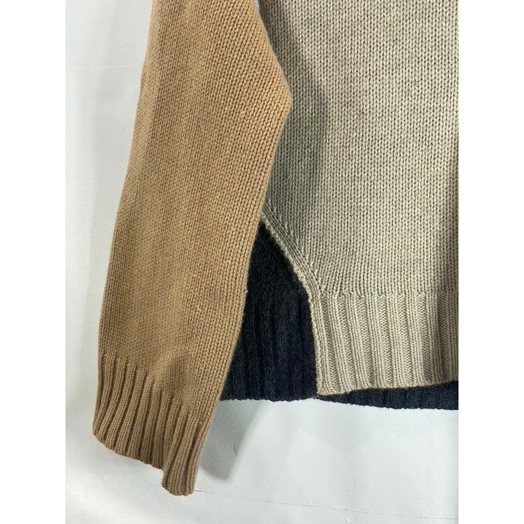 MAGASCHONI Women’s Multi Colorblock Wool & Cashmere Mock-Neck Sweater SZ XL
