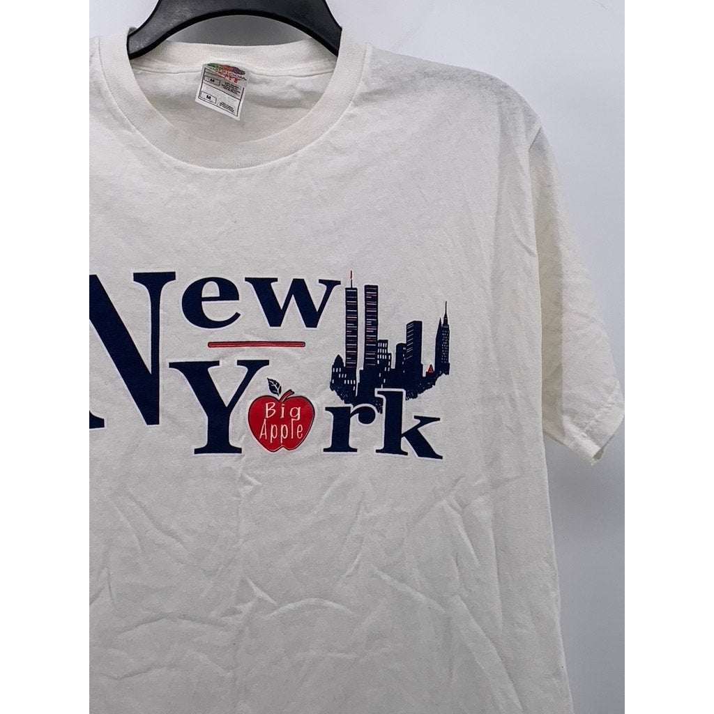 FRUIT OF THE LOOM Men's White New York Logo Crewneck Short Sleeve T-Shirt SZ M