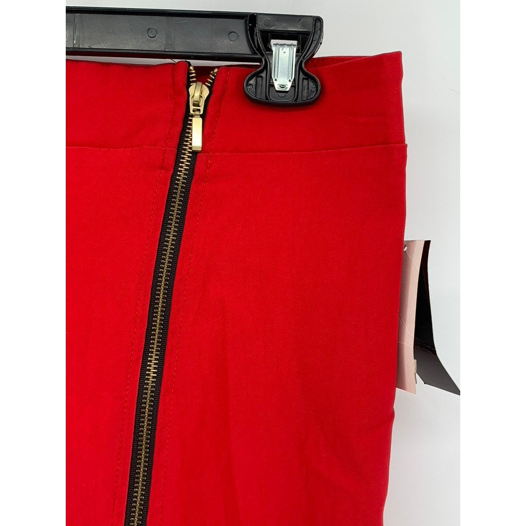 STOOSHY Juniors' Red Angle Zipper Pencil Mini Skirt SZ XL