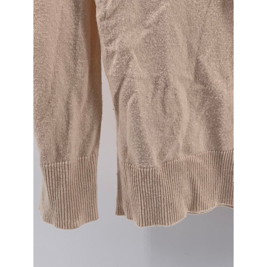 CUPIO Women's Beige Back Tie-Neck Long Sleeve Top SZ L