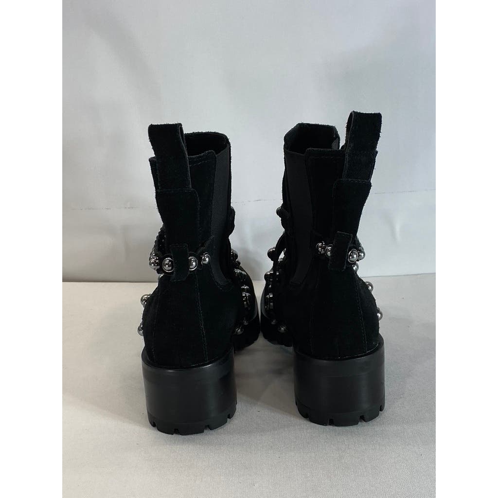 KARL LAGERFELD PARIS Women's Black Pia Faux Pearl Studded Chelsea Boots SZ 7