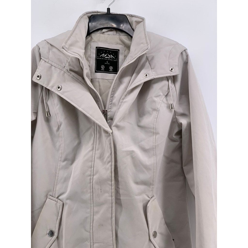 HFX Women's Beige Zip-Up Weather Resistant Polyester Jacket SZ S
