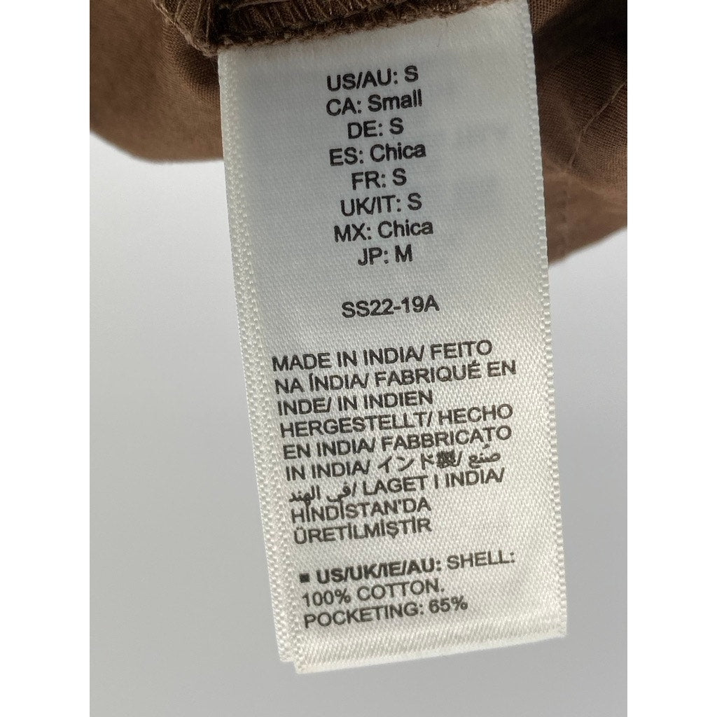 THE DROP Women's Brown Lu Wide Strap Smocked Fit & Flare Knee Length Dress SZ S