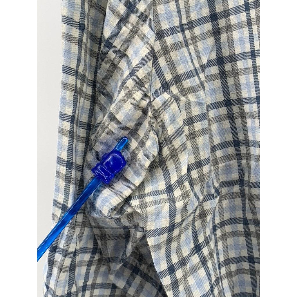 NORDSTROM RACK Men's Blue Plaid Button-Up Trim Fit Shirt SZ 16.5