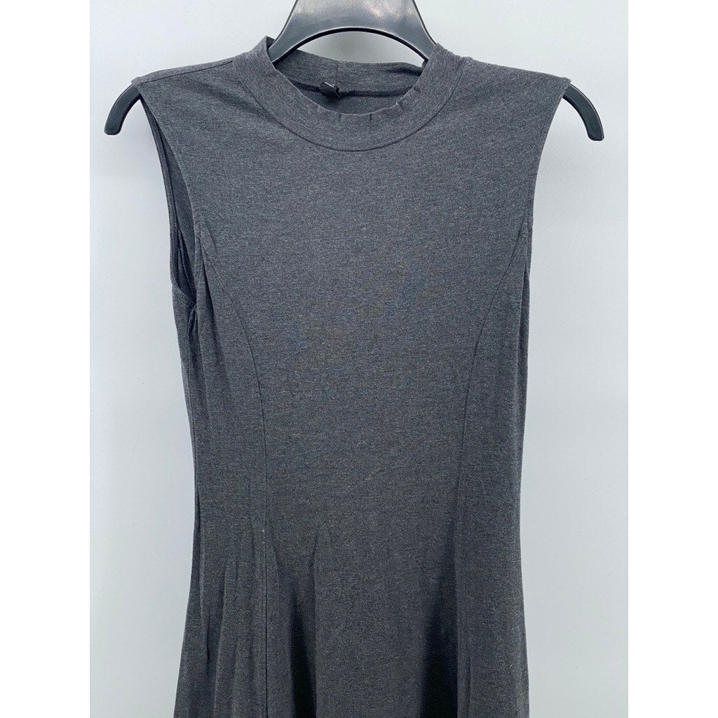 UNIQLO Women's Charcoal Gray Crewneck Sleeveless Casual A-Line Midi Dress SZ XS