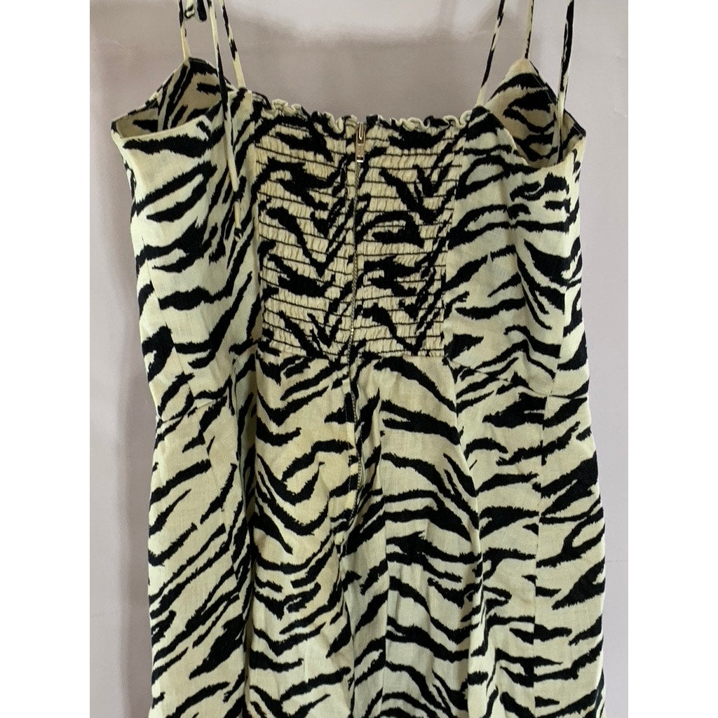REFORMATION Women's Black/White Starling Zebra Print Tie-Strap Mini Dress SZ 8