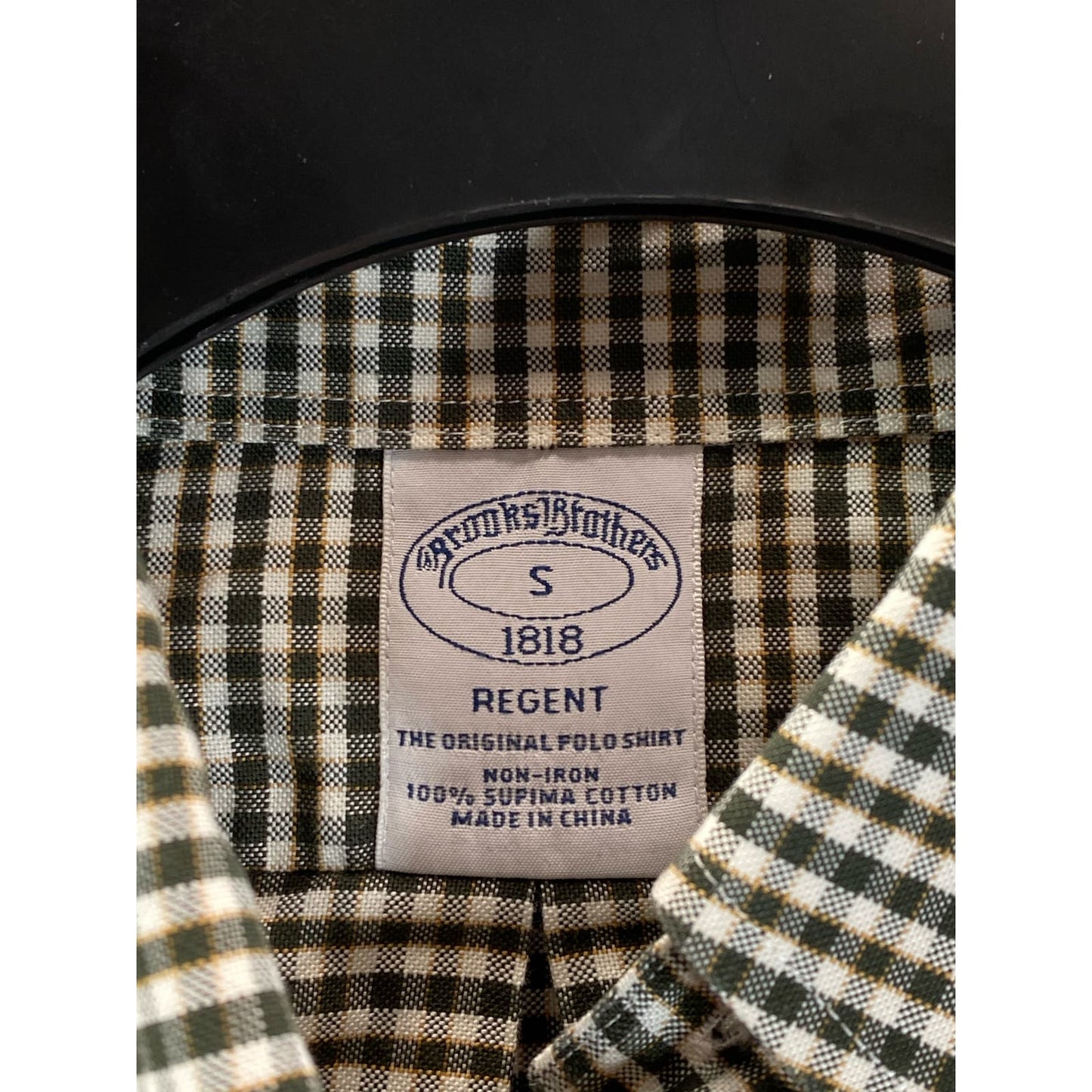 BROOKS BROTHERS Men's Green Gingham Original Polo Regent Regular-Fit Shirt SZ S